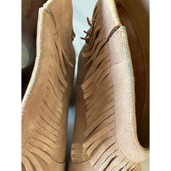 JOIE MAKENA BEIGE BUFF CALF SUEDE FRINGE ANKLE BOOTIE - EU 40 - US 9 - Picture 7 of 10